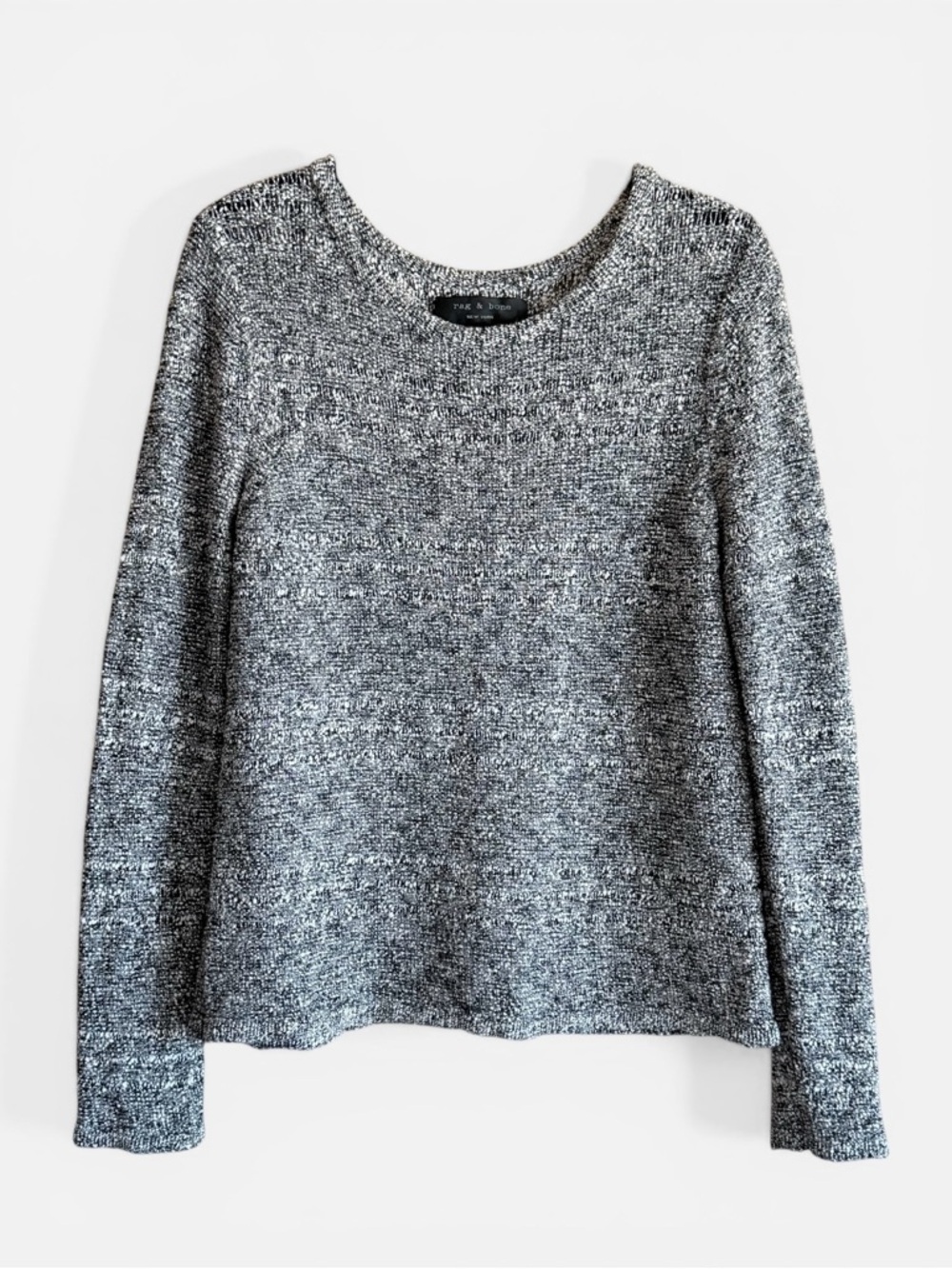 Rag & Bone Boucle Knit Sweater Black White Marled Textured Women’s Sm
